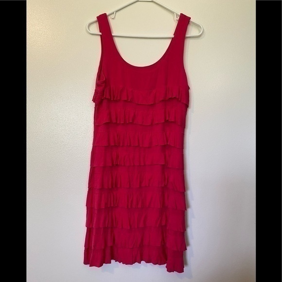 Vandana raspberry layered ruffle uber soft dress size large - Picture 1 of 7